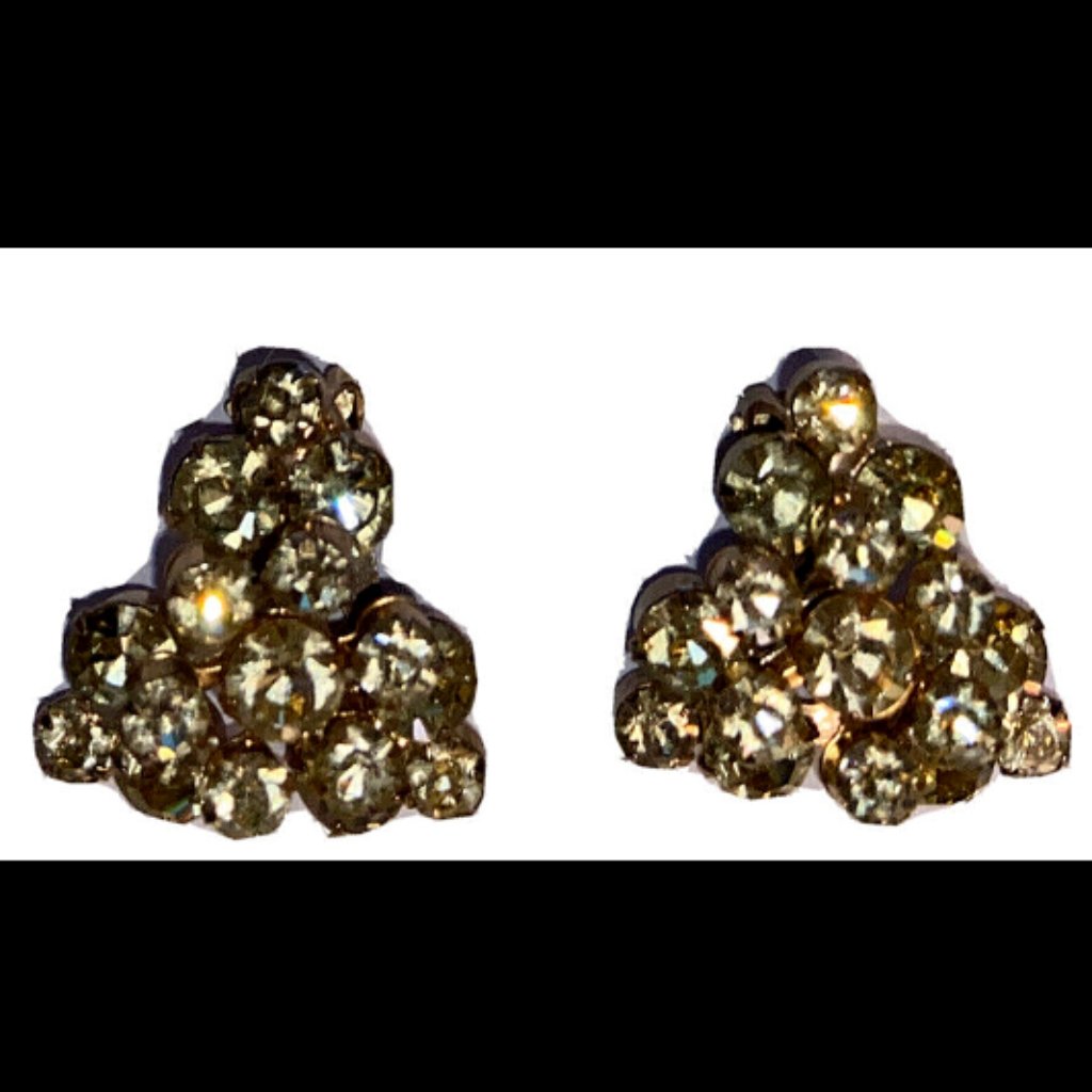 D&E Juliana Earrings Clear Ab Crystal Rhinestone Flower Clip 1